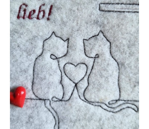 Stickdatei - Katzenpaar Line Art 2